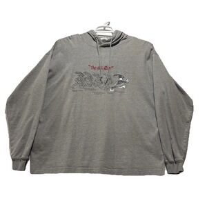 Vintage 90s Looney Tunes‎ Warner Bros Grey Hoodie XL "The Bugs Bunny Run" Y2K